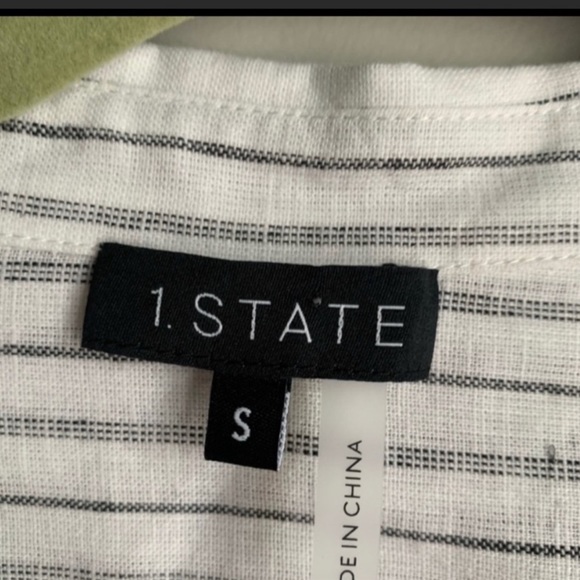 NWT 1. State black and white striped button down shirt dress size small - Picture 3 of 4